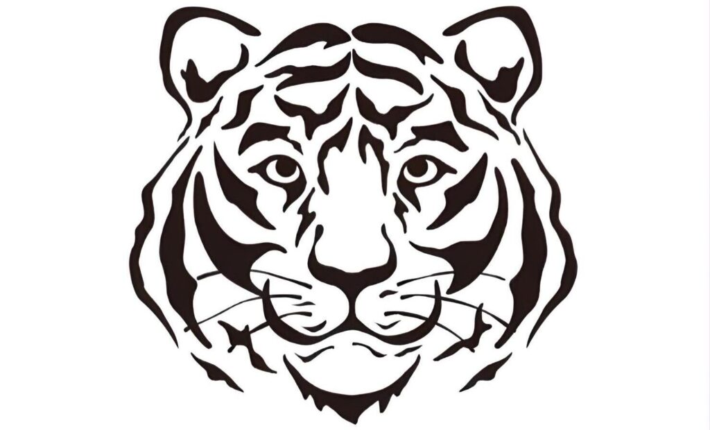 cabeza de tigre silueta estilo tatuaje